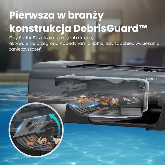 Zamknięty, wysuwany kosz na zanieczyszczenia